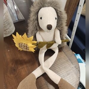 Cute Plush Hedgehog holding a Sunflower - Fall Decor